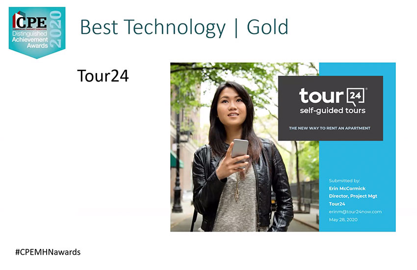 Tour24 awarded the 2020 CPE/Multihousing News Distinguished Achievement Award for Best Technology!